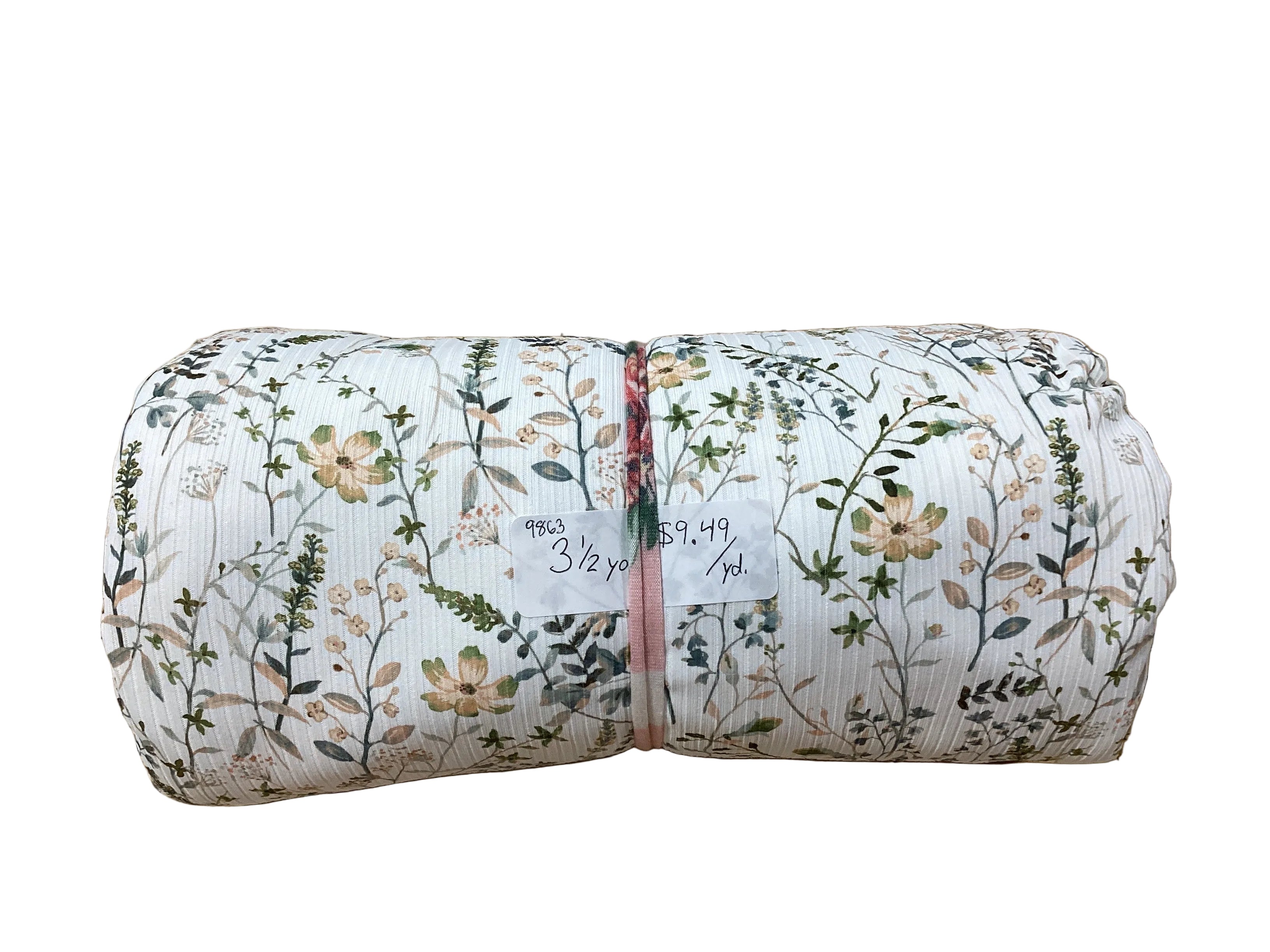 Remnant - Rib knit, Anna Kate, amber floral, 3 1/2yd. @ $9.49/yd.