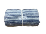 Remnant - wide rib knit, unbrushed, denim blue, stripes, (wide selvage), 4 3/4 yd. @ $9.49/yd.