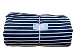 Remnant - polyester knit, (one-way stretch), techno stripe, navy, 3 yd. @ $ 5.59/yd.