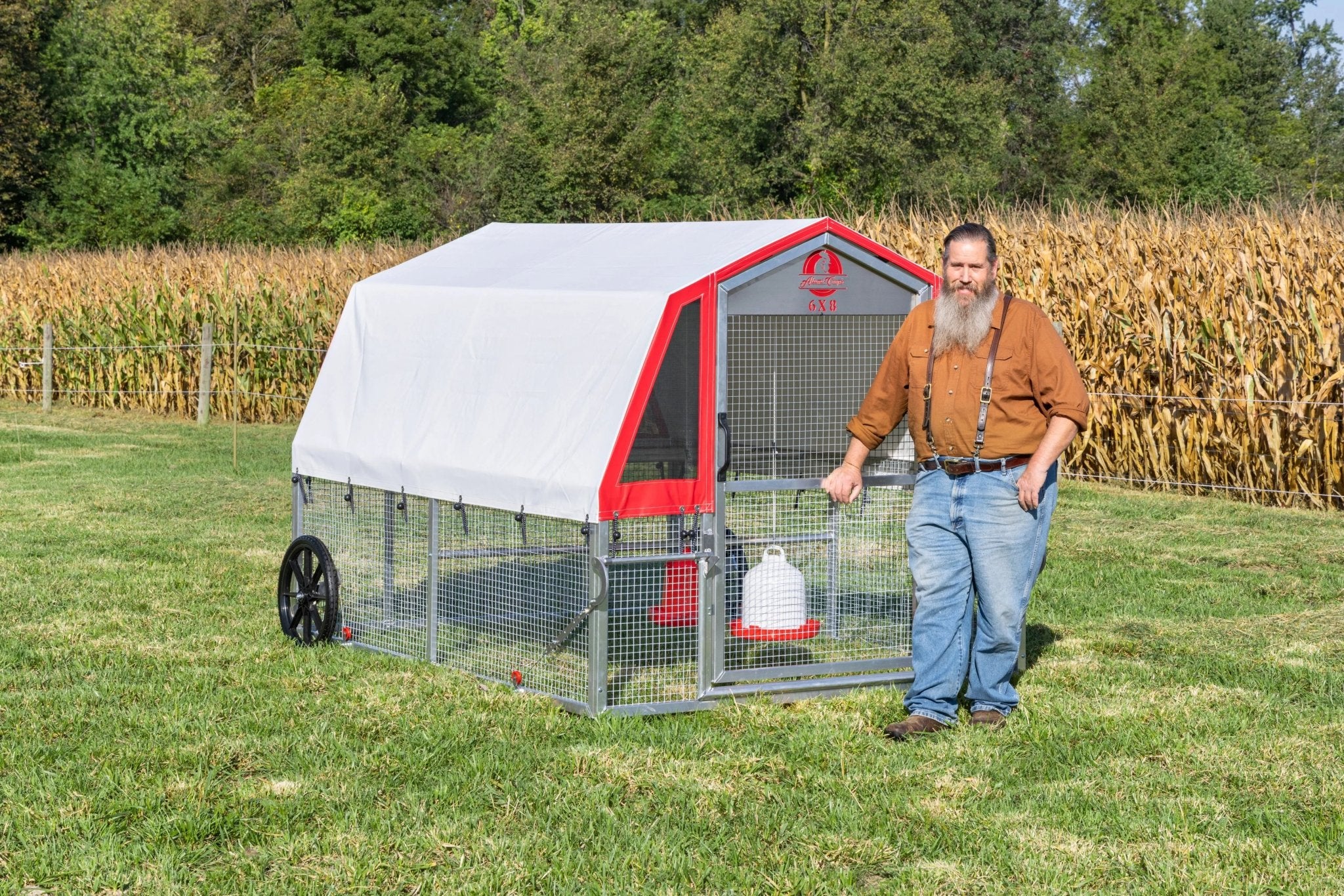 Alumi - Coop REDLINE - 6x8 - Layer Kit with Feeder, Waterer, Nestbox - Chicken Tractor - Homeplace Market LLC