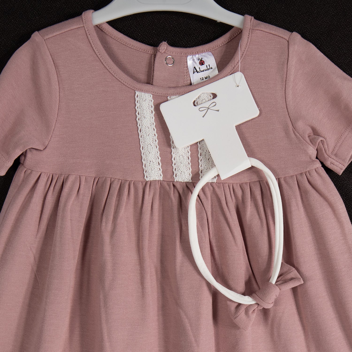 Baby & Toddler Knit Dresses w/ Headband - Short Sleeve - Rose Solid - Homeplace Market LLC