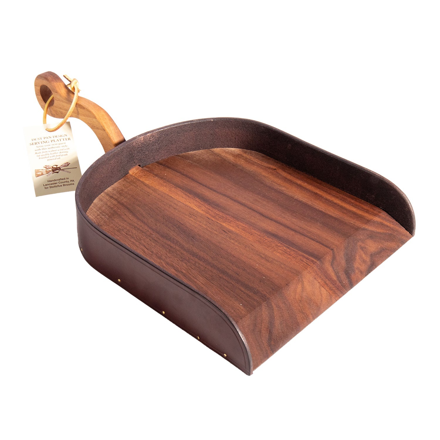 Charcuterie Board Dust Pan Serving Patter - Handmade Solid Wood & Leather Skirting - Homeplace Market LLC