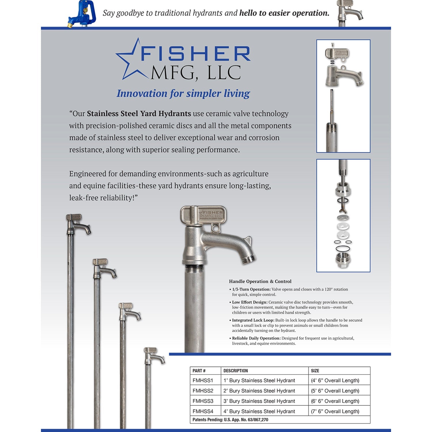 Fisher - Stainless Steel Hydrant, Made In USA - Homeplace Market LLC
