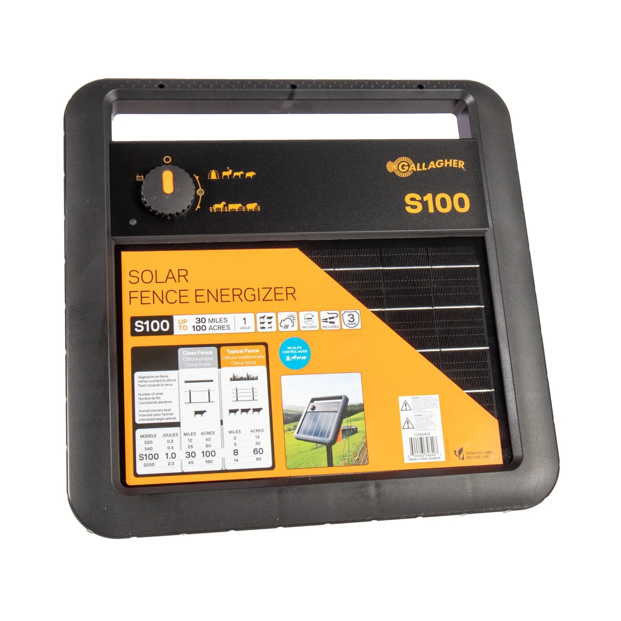 Gallagher - S100 Solar Fence Energizer - 1 joule - Homeplace Market LLC