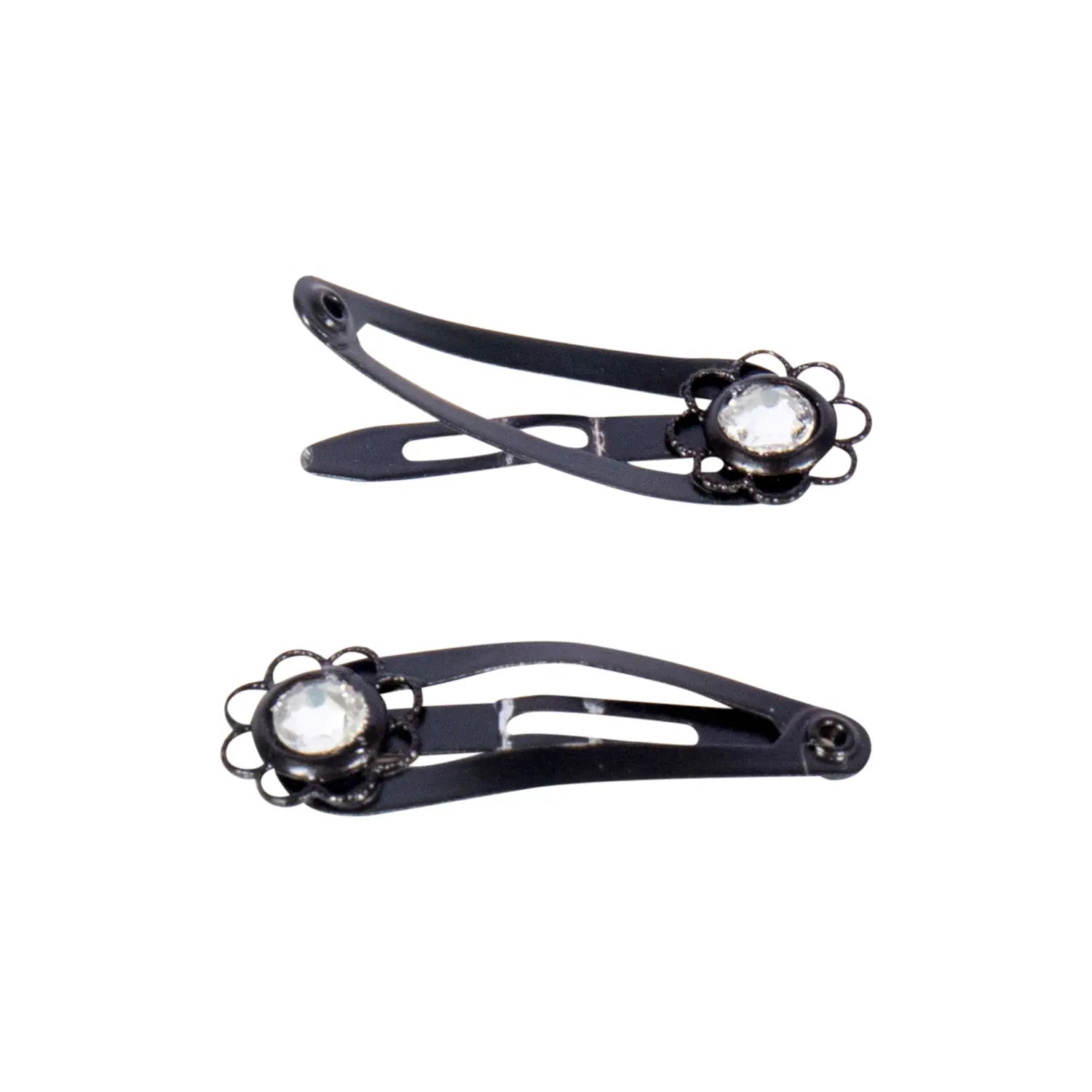 Joyce's Accessories - Crystal Snap Clip - (1 - 1/4") (2 piece, Black) - Homeplace Market LLC