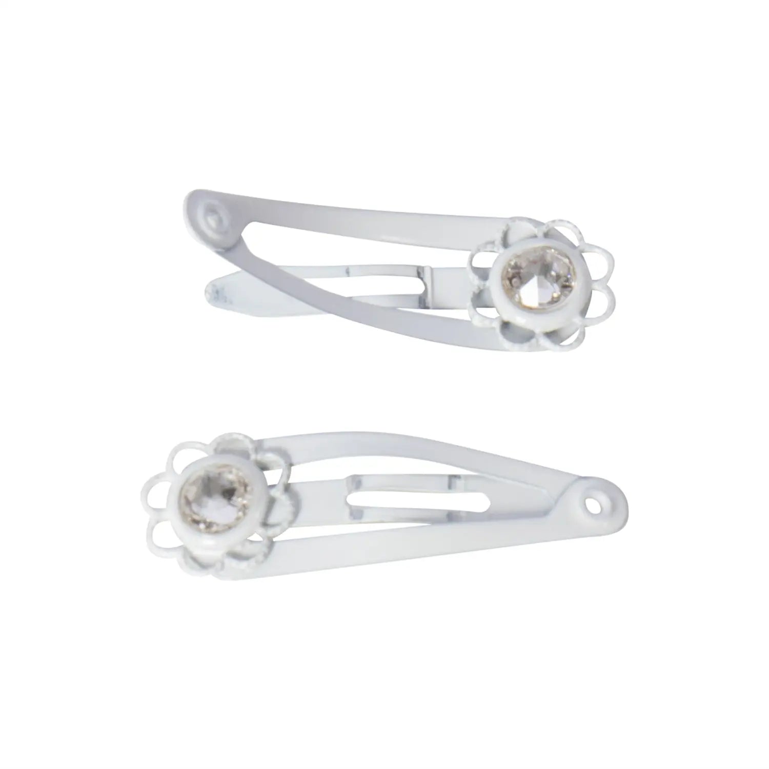 Joyce's Accessories - Crystal Snap Clip - (1 - 1/4") (2 piece, White) - Homeplace Market LLC