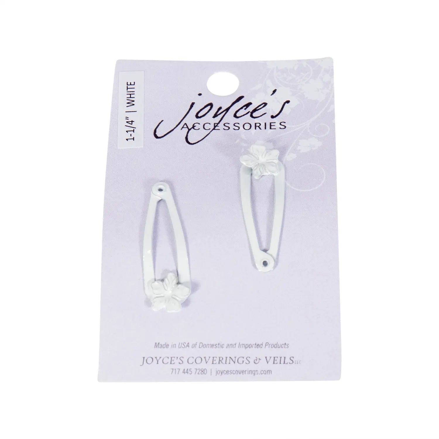 Joyce's Accessories - Floral Snap Clip - (1 - 1/4") (2 piece, White) - Homeplace Market LLC