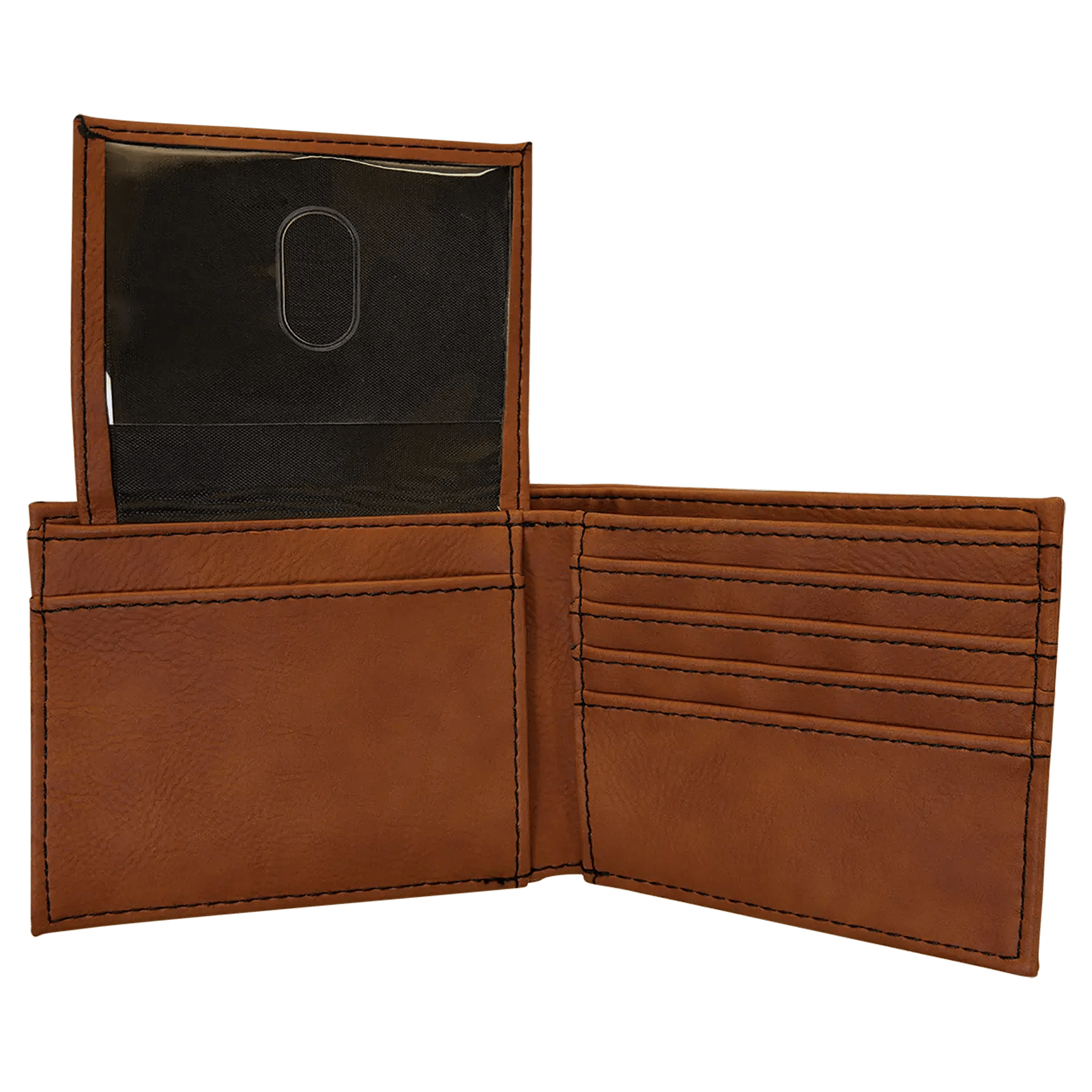 Laserable Leatherette Bi - Fold Wallet w/Flip ID Display - Homeplace Market LLC
