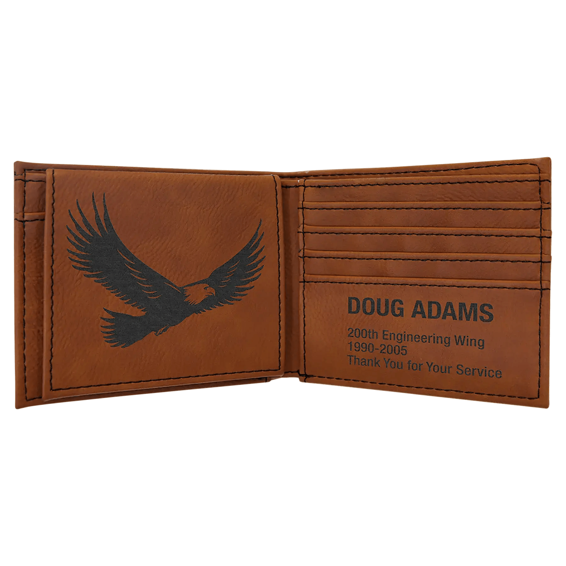 Laserable Leatherette Bi - Fold Wallet w/Flip ID Display - Homeplace Market LLC