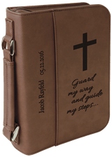 Leatherette Book/Bible Cover with Handle & Zipper - Engravable - Homeplace Market LLC