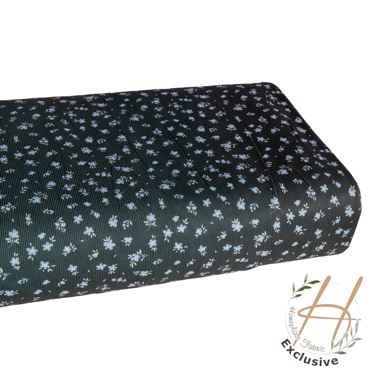 Petite Unbrushed Rib Knit - Dark Emerald w/ Vintage Blue Floral - Homeplace Market LLC