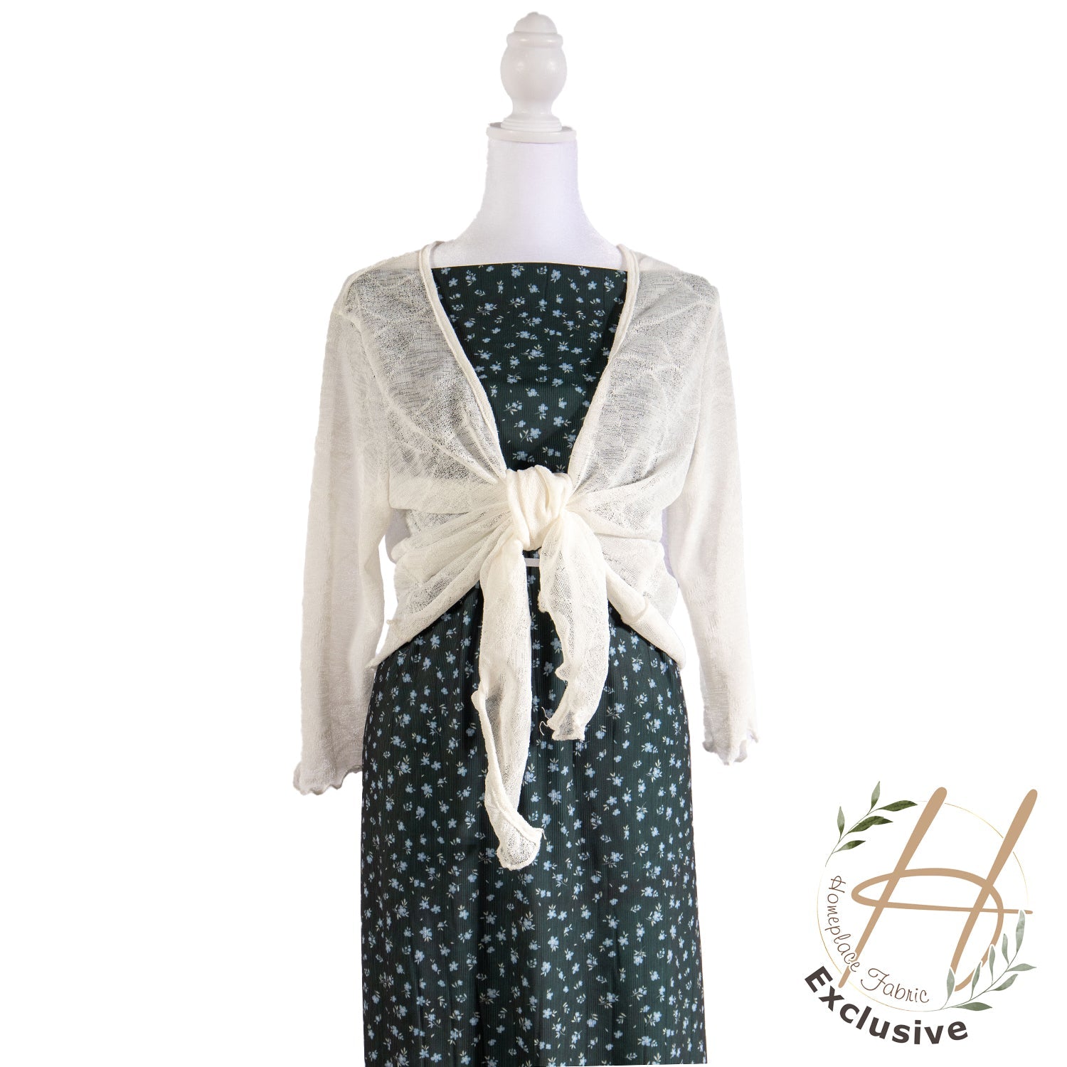 Petite Unbrushed Rib Knit - Dark Emerald w/ Vintage Blue Floral - Homeplace Market LLC
