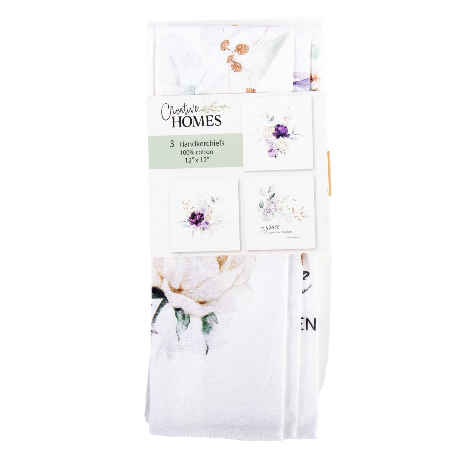 Plum Floral Cotton Handkerchiefs - Set of 3 - Homeplace Market LLC