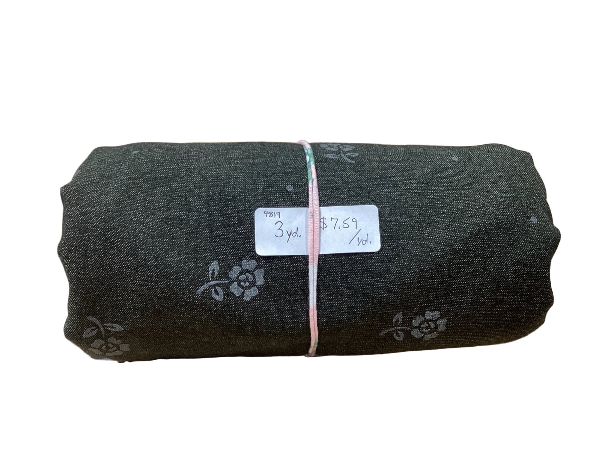 Remnant - black denim, floral and dots, 3 yd. @ $7.59/yd. - Homeplace Market LLC