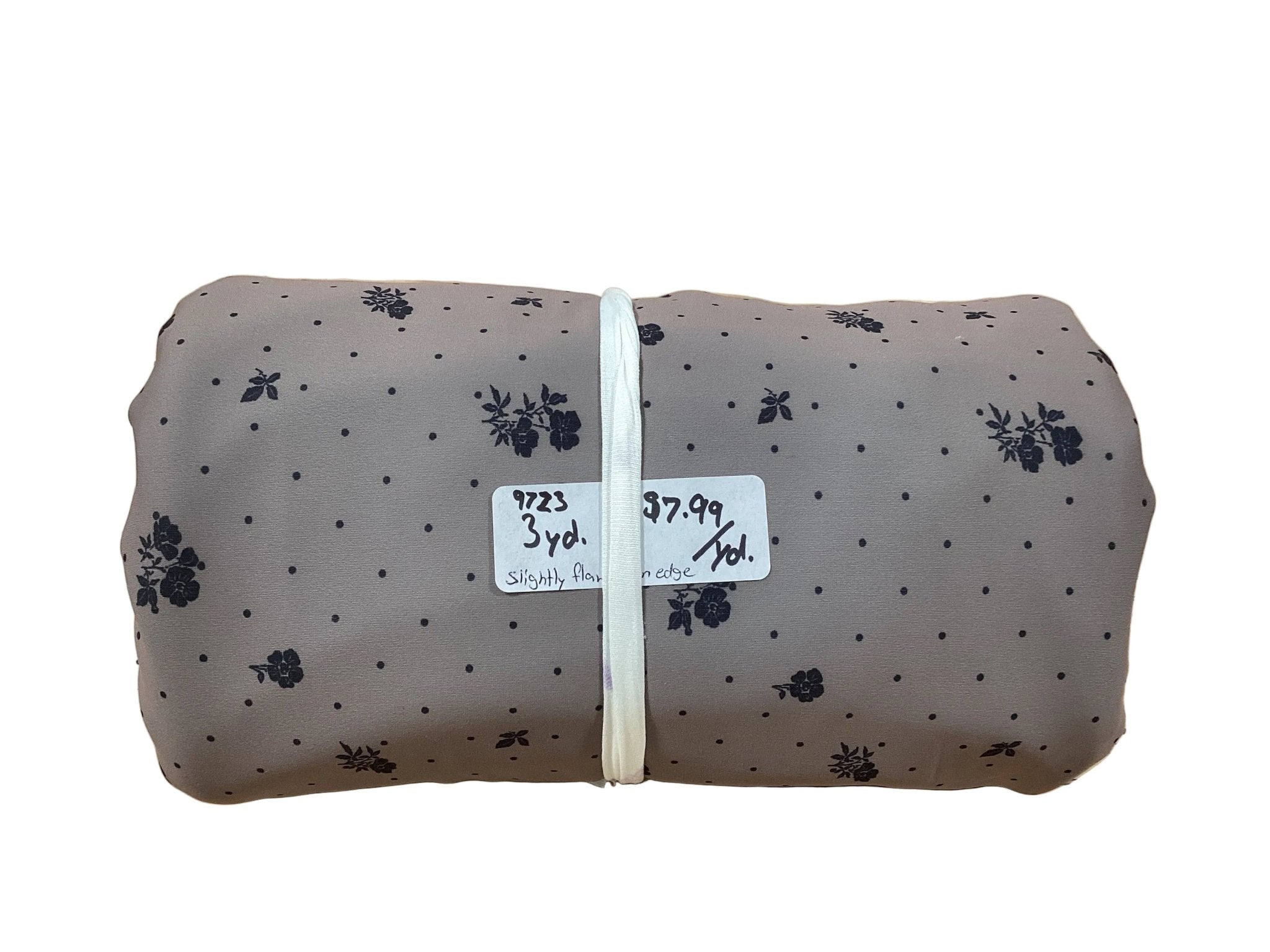 Remnant - butter knit, mocha, ditsy floral, 3 yd. @ $7.99/yd. - Homeplace Market LLC