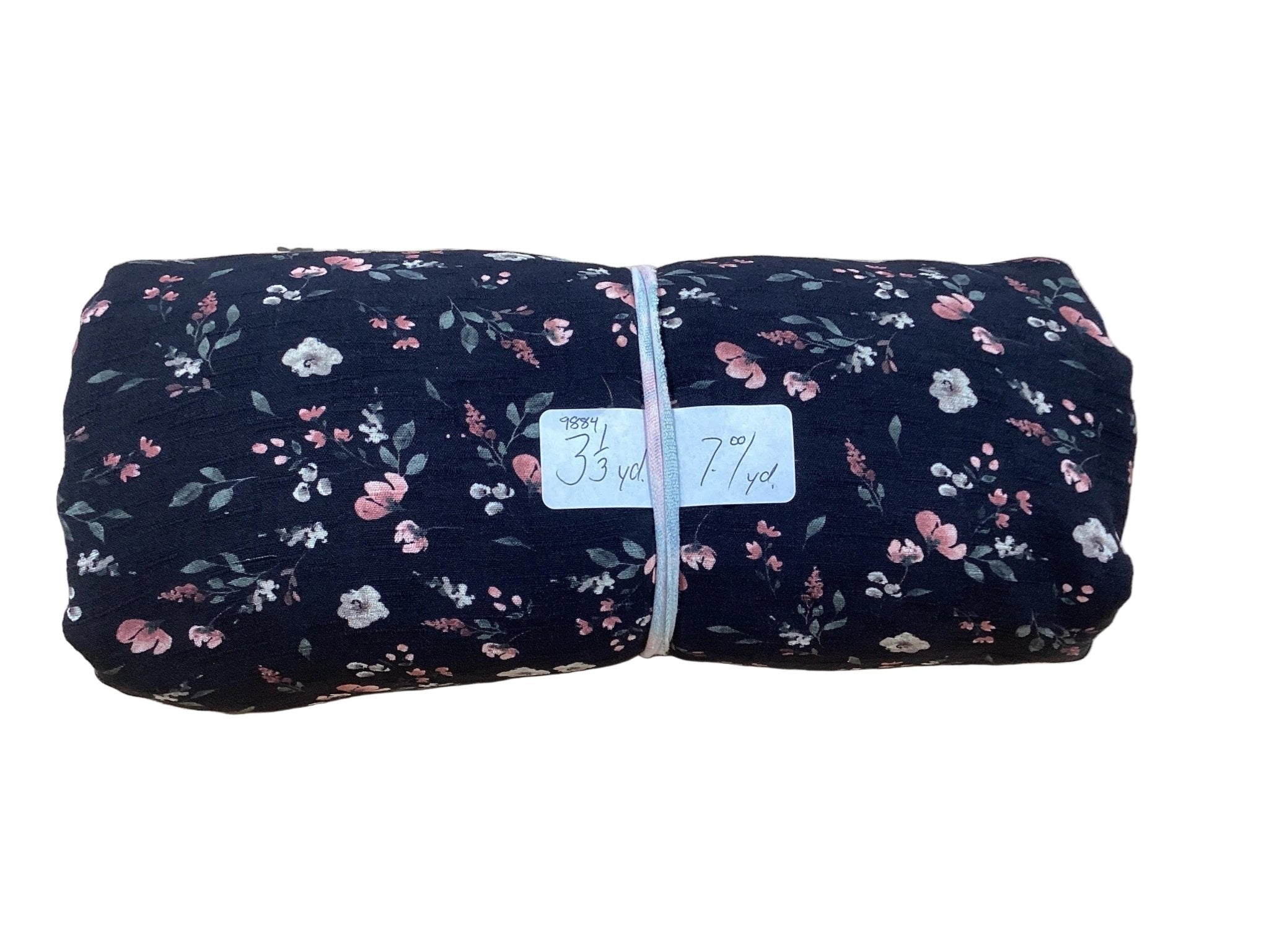 Remnant - polyester, fine linen, pink floral print, 3 1/3 yd. @ $7.00/yd. - Homeplace Market LLC