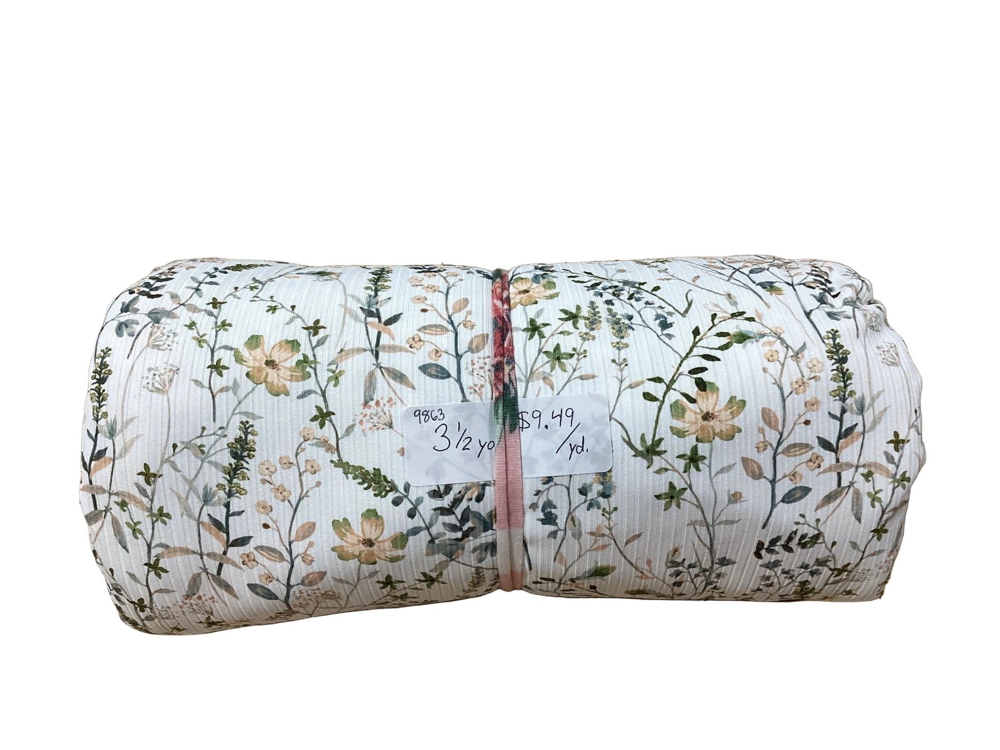 Remnant - Rib knit, Anna Kate, amber floral, 3 1/2yd. @ $9.49/yd. - Homeplace Market LLC