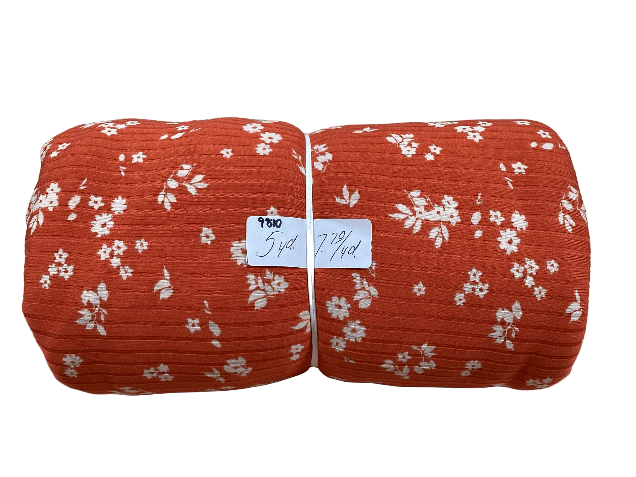 Remnant - wide rib knit, orange floral, 5yd. @ $7.70/yd. - Homeplace Market LLC