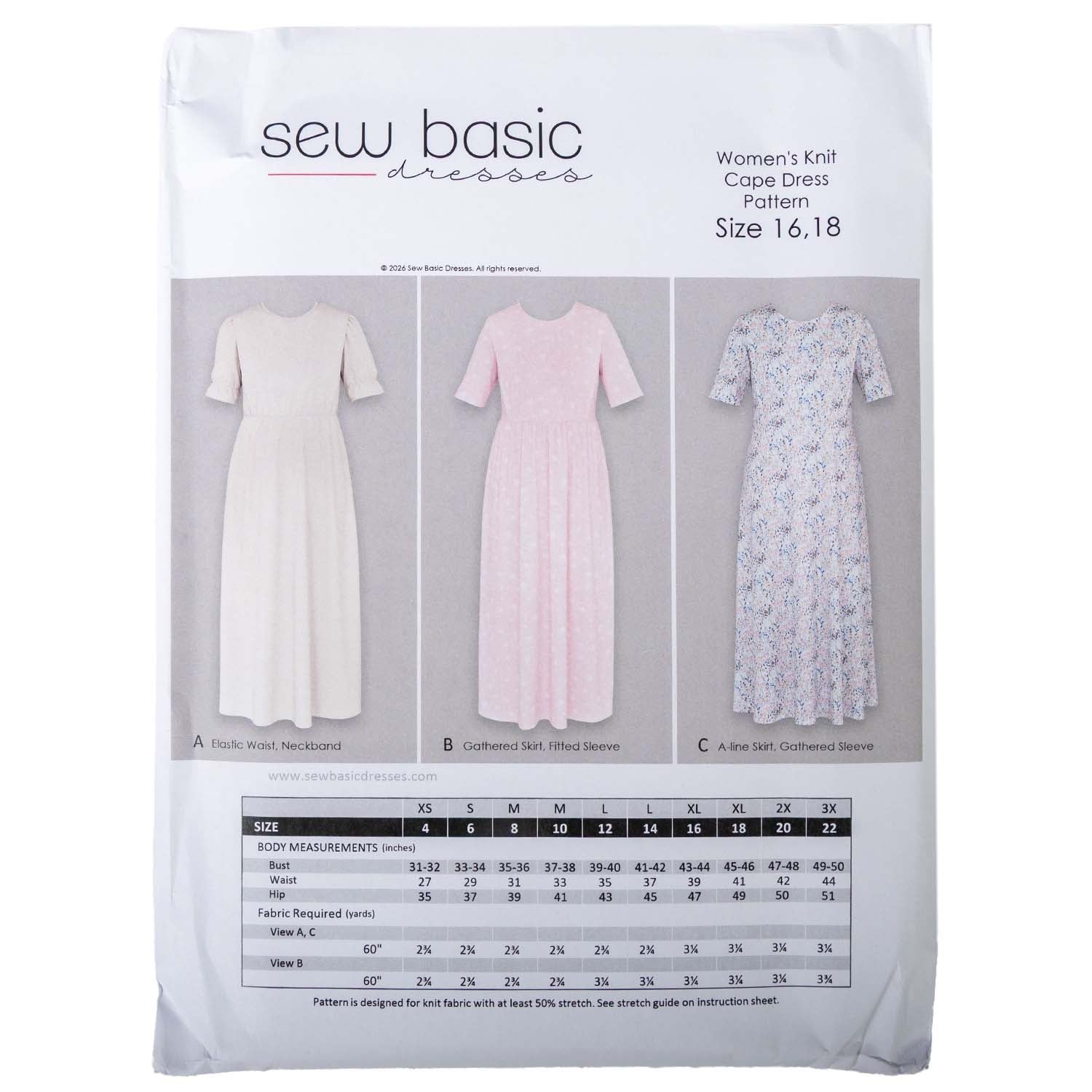 Sew Basic - Woman's Knit Dress Pattern - Homeplace Market LLC