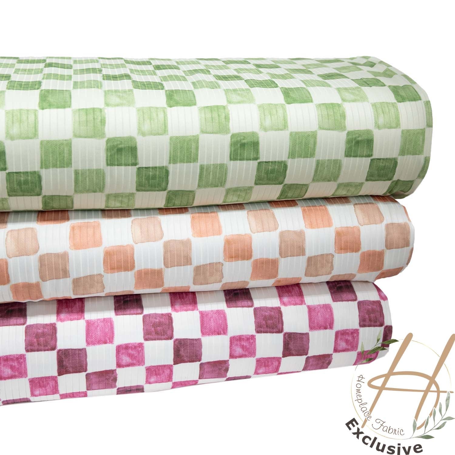 Wide Rib Knit - Water Color Checks - Homeplace Market LLC