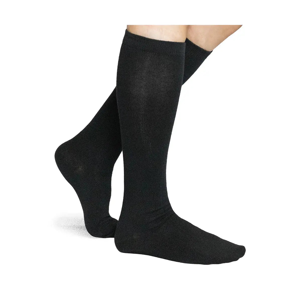 Women's Flat Knit Knee - High Socks (Black) - Homeplace Market LLC