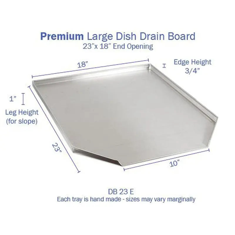 Amish Made Durable 16 x 20 Stainless Steel Drainboard w/ Curve into Sink