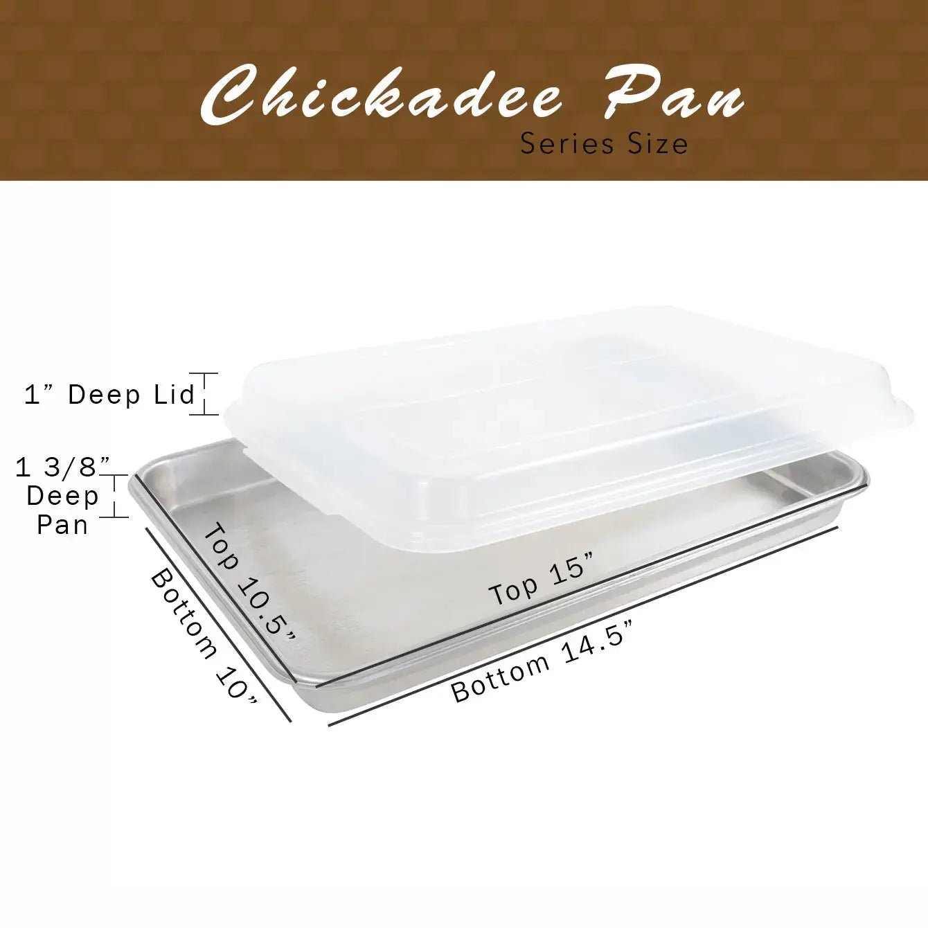Heritage - Chickadee - 10x15 - Deep Bakeware Pan - Stainless Steel - BPA Free Plastic Lid - USA Made - Homeplace Market LLC