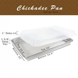 Heritage - Chickadee - 10x15 - Deep Bakeware Pan - Stainless Steel - BPA Free Plastic Lid - USA Made - Homeplace Market LLC