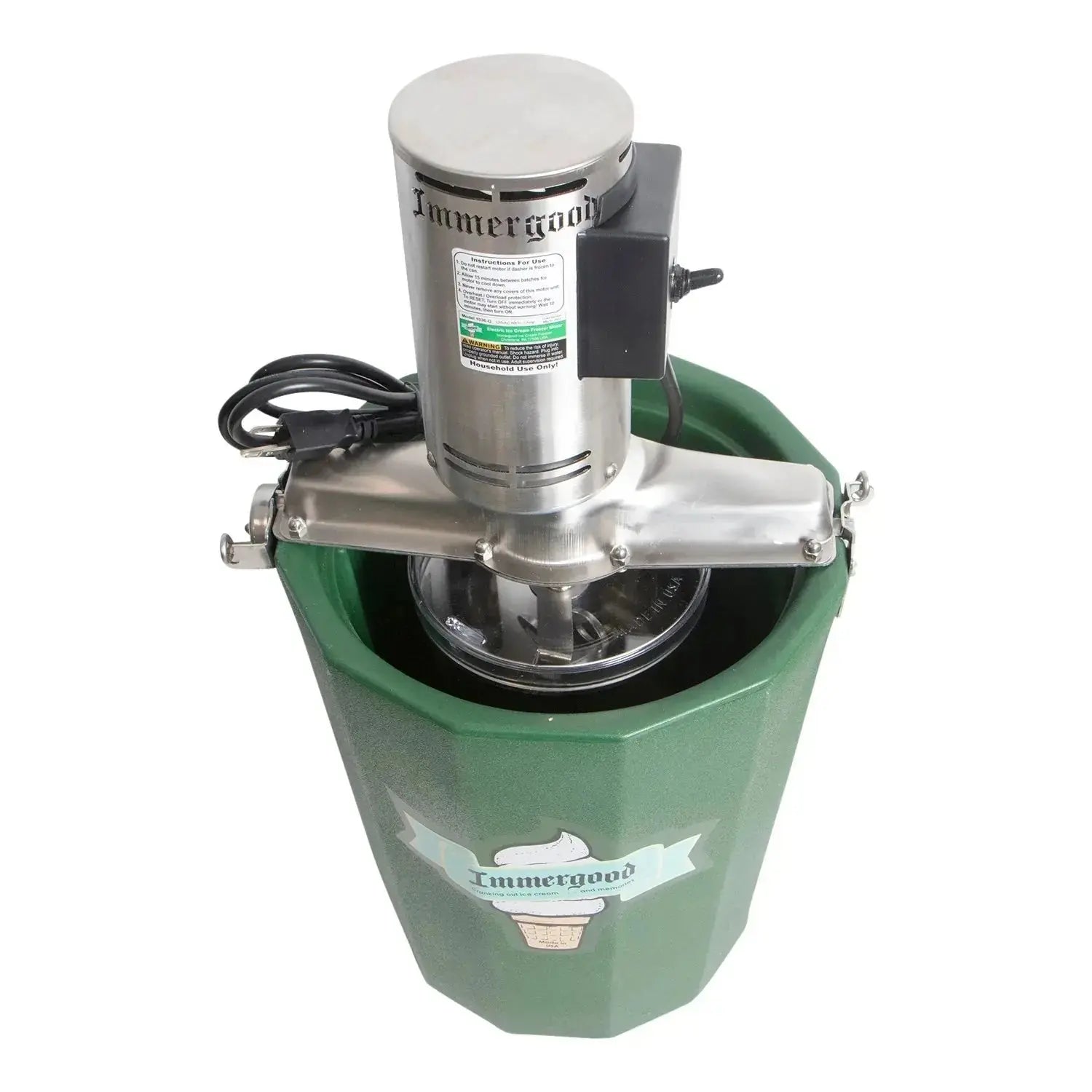 Immergood - 4 Quart Electric Ice Cream Maker - Stainless Steel - Leakproof Tub - Triple action dasher - Homeplace Market LLC