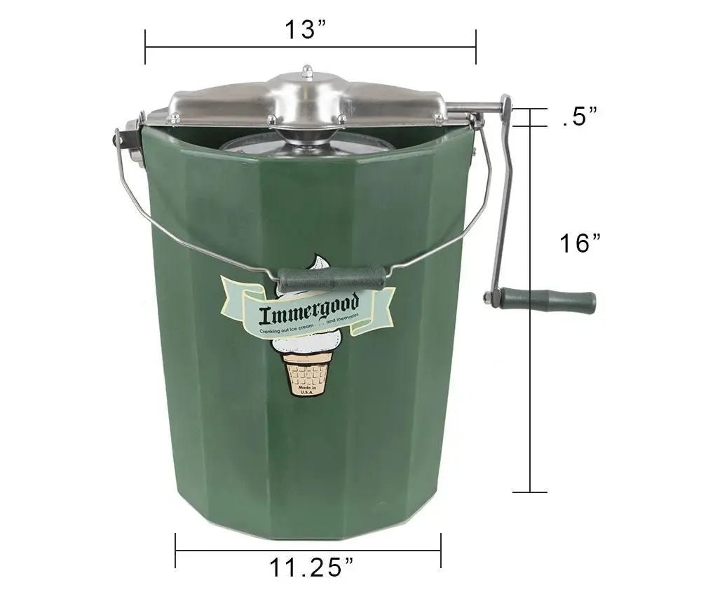 Immergood - PREMIUM 8 qt. - Ice Cream Maker - Stainless Steel - Hand Crank - Homeplace Market LLC