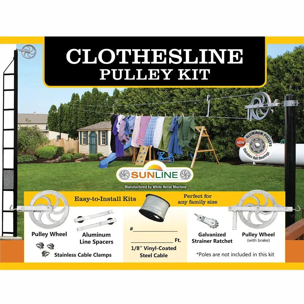 Sunline - Clothesline Kit - Built to last Aluminum Pulley w/Ball Bearing - Includes Line - Homeplace Market LLC