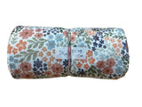 Remnant - poly rib knit, peach floral, 3 1/3yd. @ $9.48/yd.