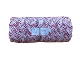 Remnant - seersucker poly w/ slight stretch, rose zigzag, 3 yd. @ $8.96/yd.