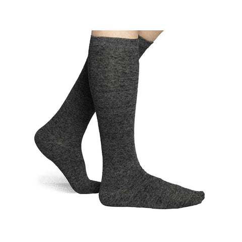 Girl's Flat Knit Knee-High Socks (Charcoal) Clothing - Socks