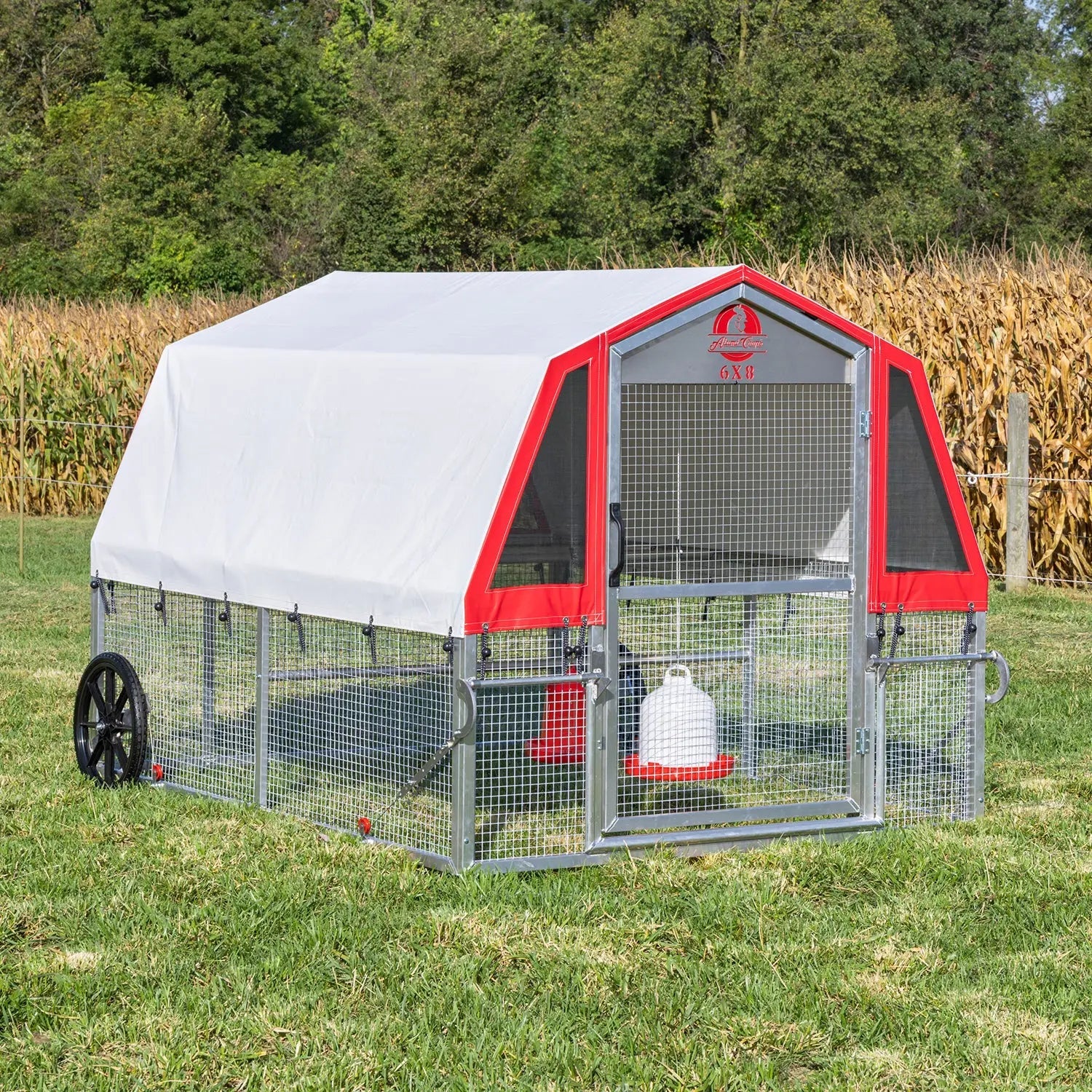 Alumi - Coop REDLINE - 6x8 - Layer Kit with Feeder, Waterer, Nestbox - Chicken Tractor - Homeplace Market LLC