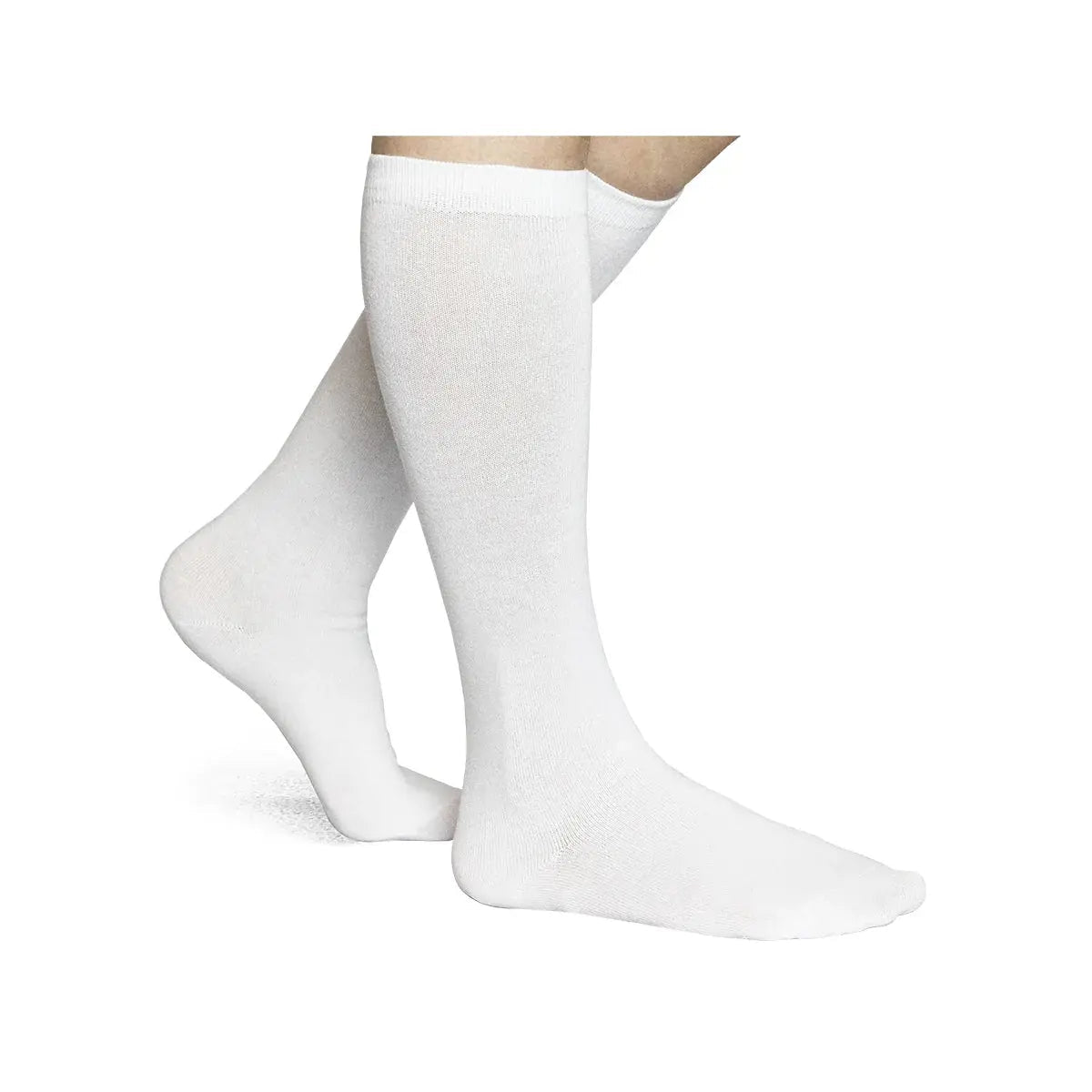Girl's Flat Knit Knee - High Socks (White) - Homeplace Market LLC