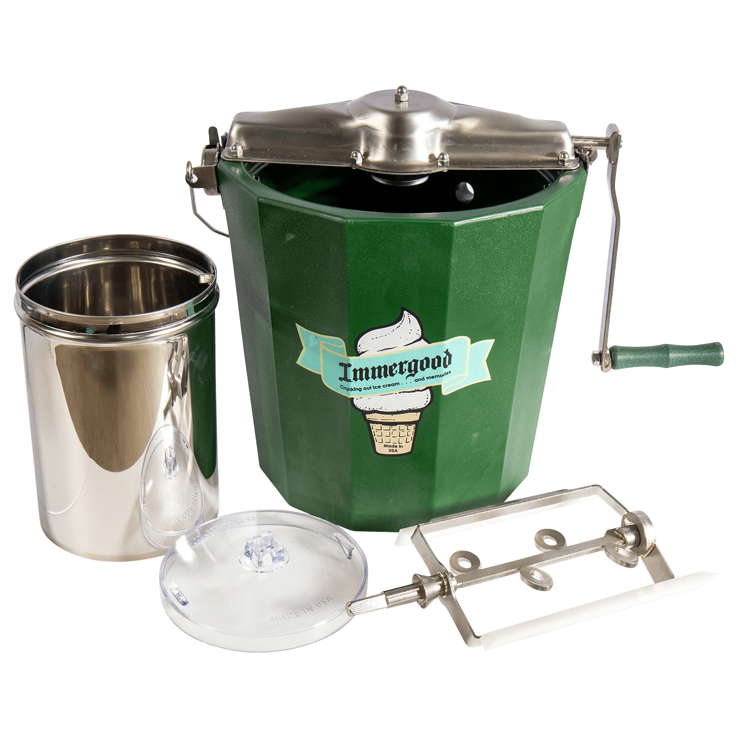 Immergood - PREMIUM 4 qt. - Stainless Steel Ice Cream Maker - Hand Crank - Homeplace Market LLC