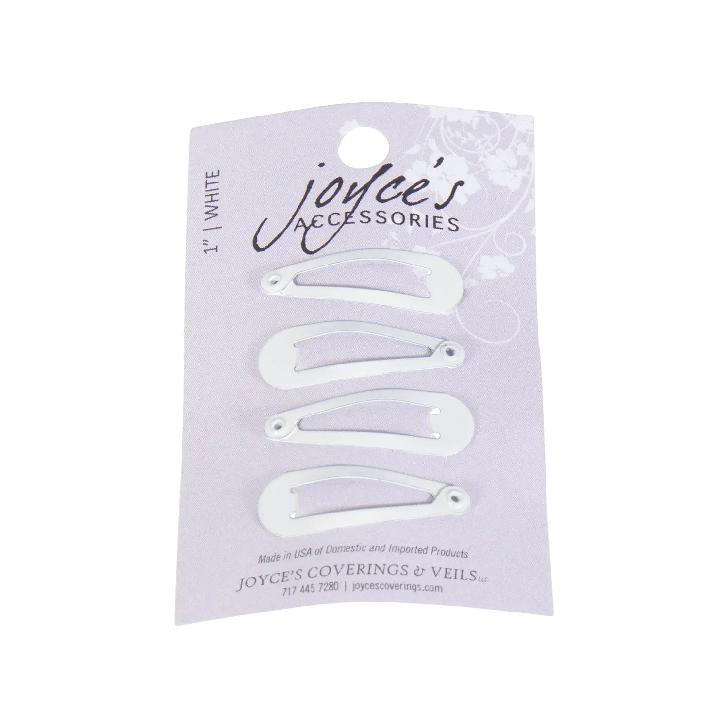 Joyce's Accessories - Plain Snap Clip - (1 - 1/4") (4 piece, White) - Homeplace Market LLC