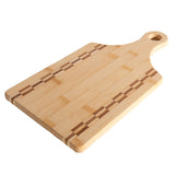 Paddle Shaped Bamboo Cutting Board with Butcher Block Inlay - 13 1/2" x 7" - Engravable - Homeplace Market LLC