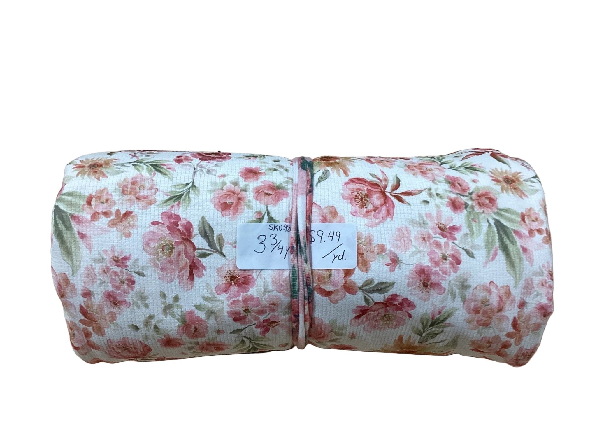 Remnant - pebblestone knit, Kyla floral, 3 3/4 yd. @ $9.49/yd. - Homeplace Market LLC