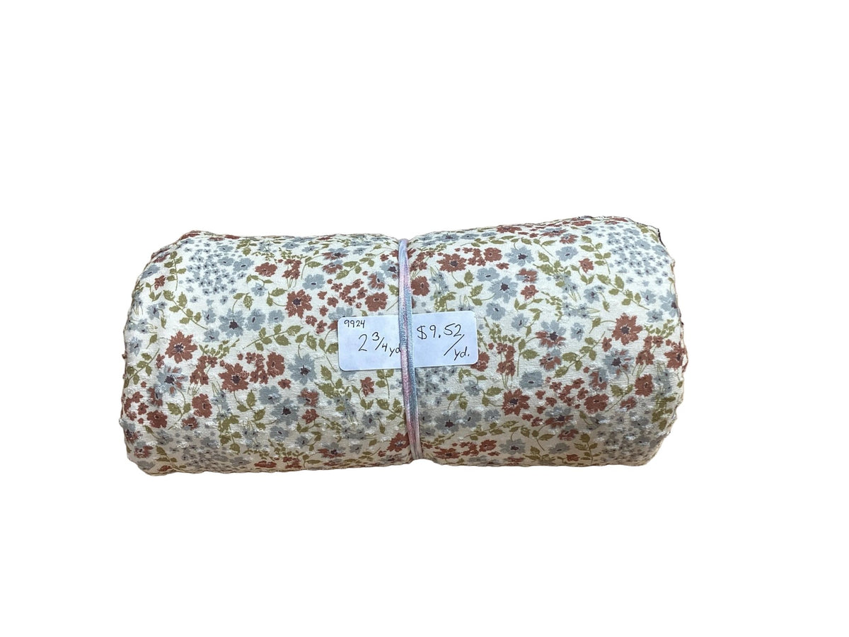 Remnant- sparrow swiss dot, remi vintage floral, 3 yd. @ 9.52/yd. - Homeplace Market LLC