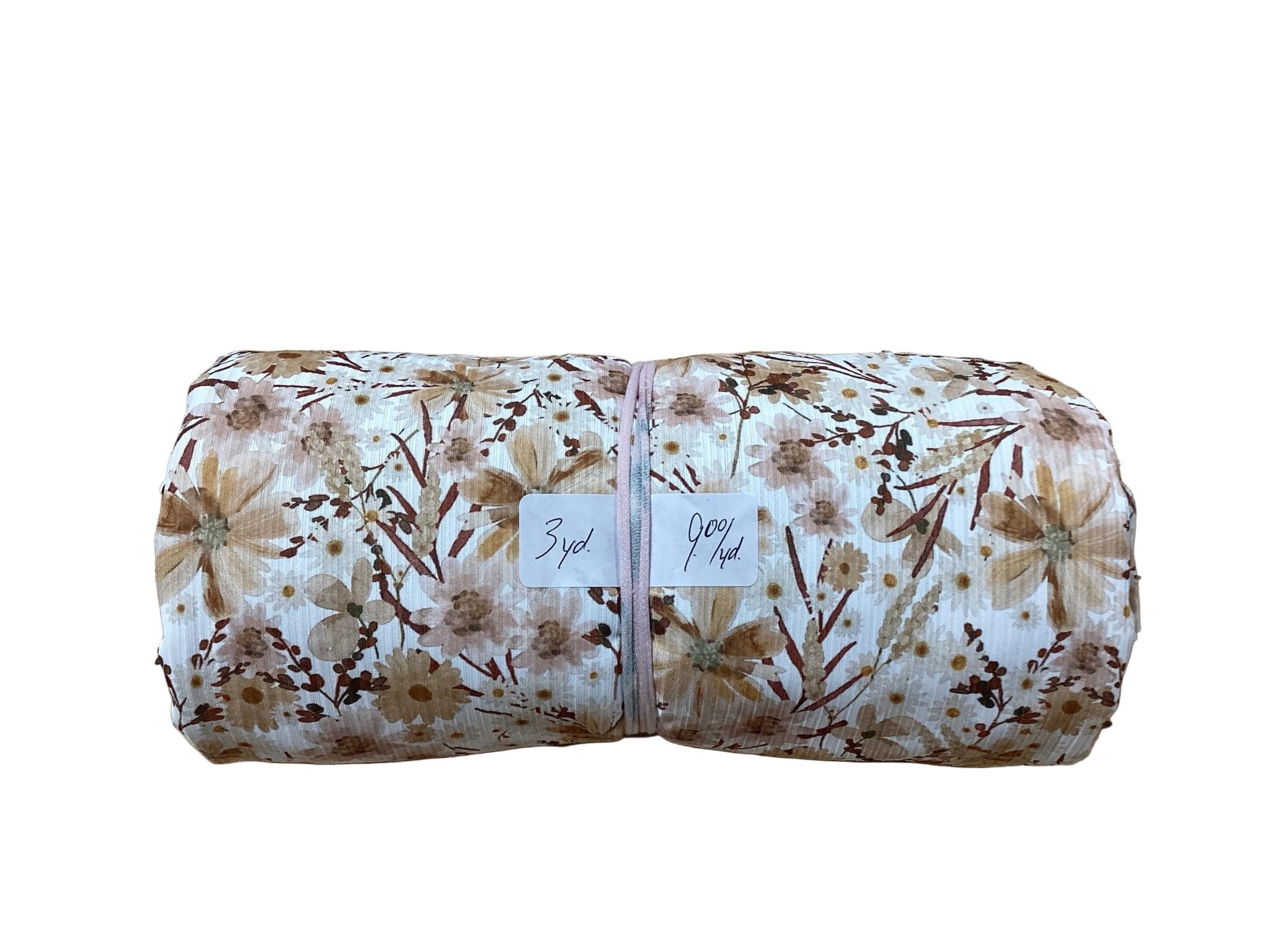 Remnant - unbrushed rib knit, autumn floral, white, 3 yd. @ $9.00/yd. - Homeplace Market LLC