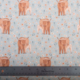 Robin Jersey Knit - Anna Kate - Highland Cows on Blue - Homeplace Market LLC