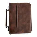 Rustic/Gold Leatherette Book/Bible Cover with Handle & Zipper - Engravable - Homeplace Market LLC