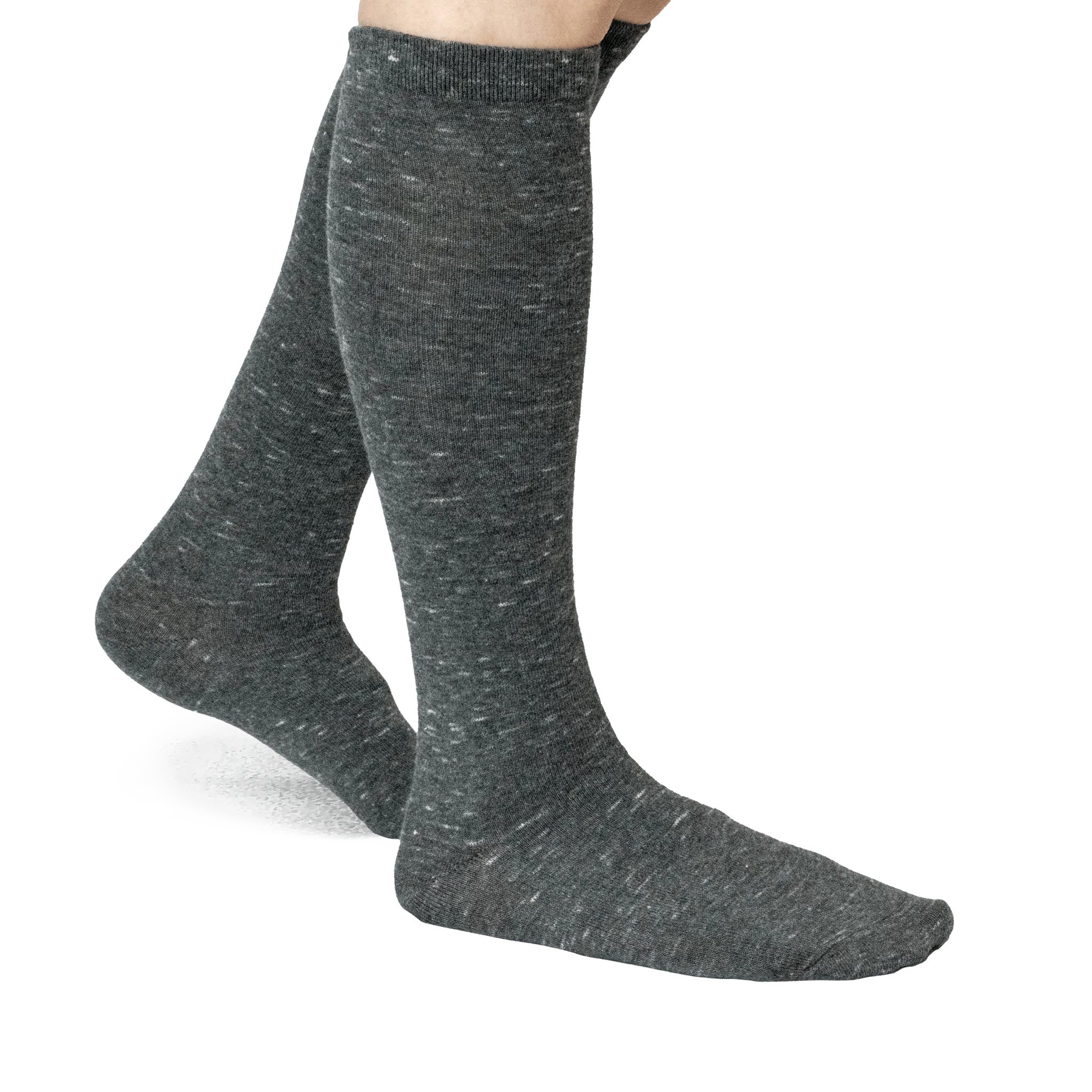 Women's Flat Knit Knee - High Socks (Smoke) - Homeplace Market LLC