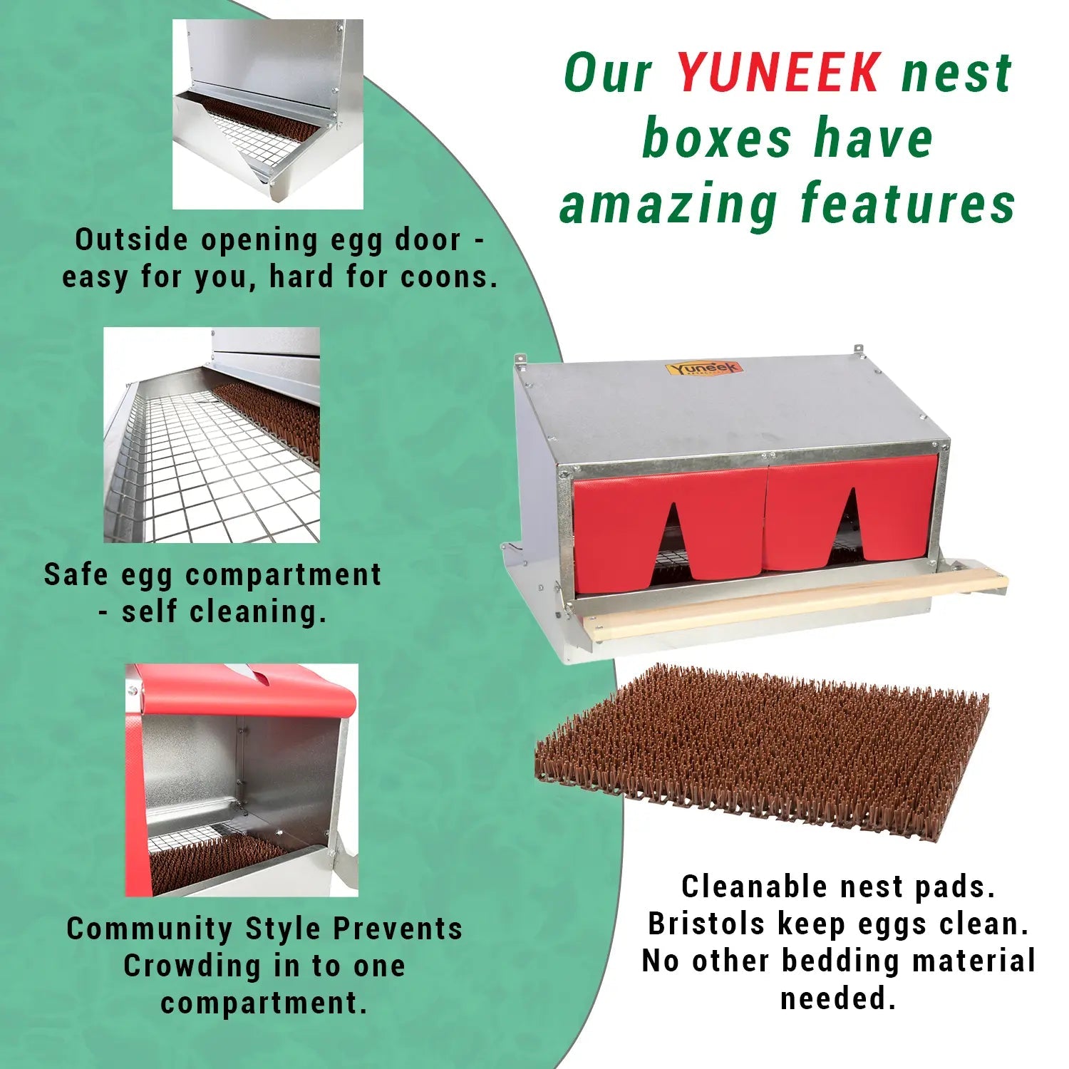 Yuneek - Rollaway Community Chicken Nest Box - USA Made - Homeplace Market LLC