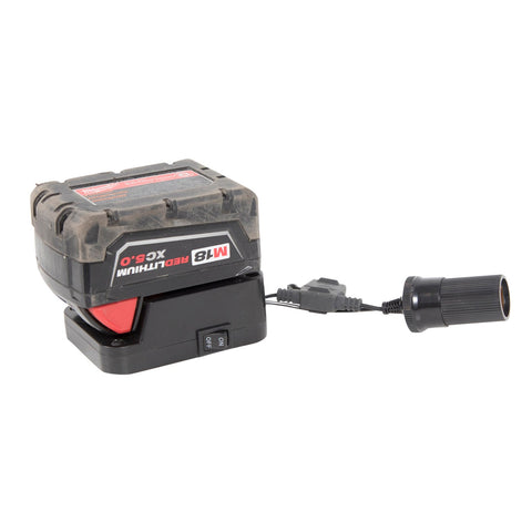 Tool Battery 12volt Adapter - With Safety Shutoff - Fits DeWalt & Milwaukee