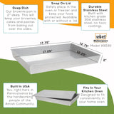 Hickoryware - Deep Brownie Pan with Lid - Stainless Steel - Custom Made in USA - 12"x17" - Homeplace Market LLC