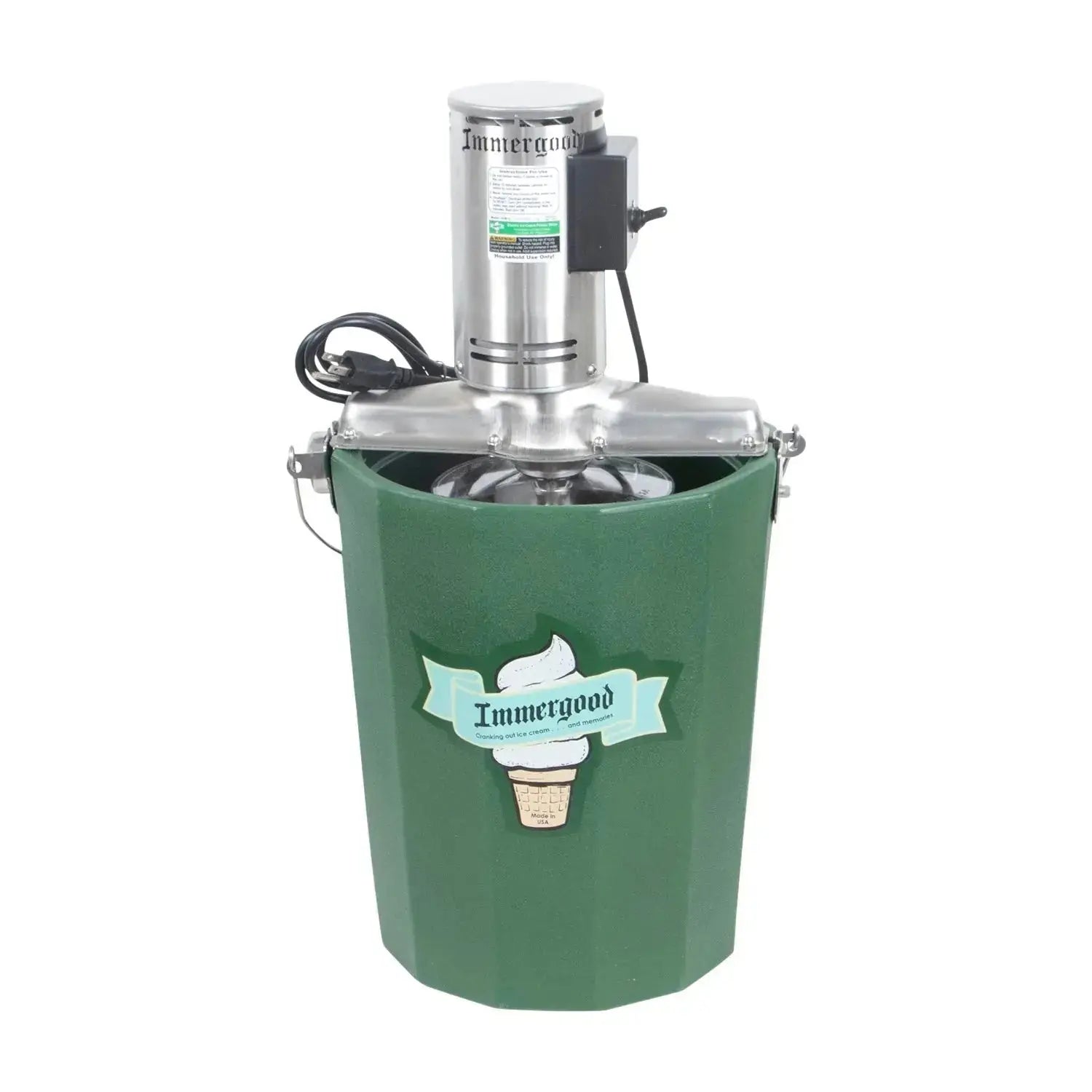Immergood - 4 Quart Electric Ice Cream Maker - Stainless Steel - Leakproof Tub - Triple action dasher - Homeplace Market LLC